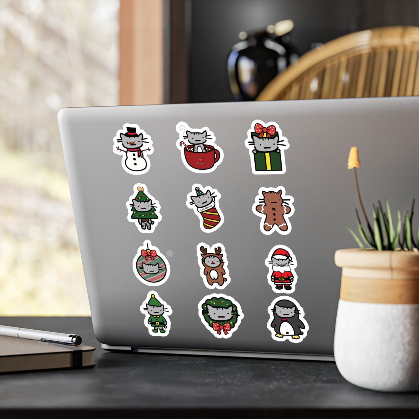 Cozy Cat Christmas Sticker Pack