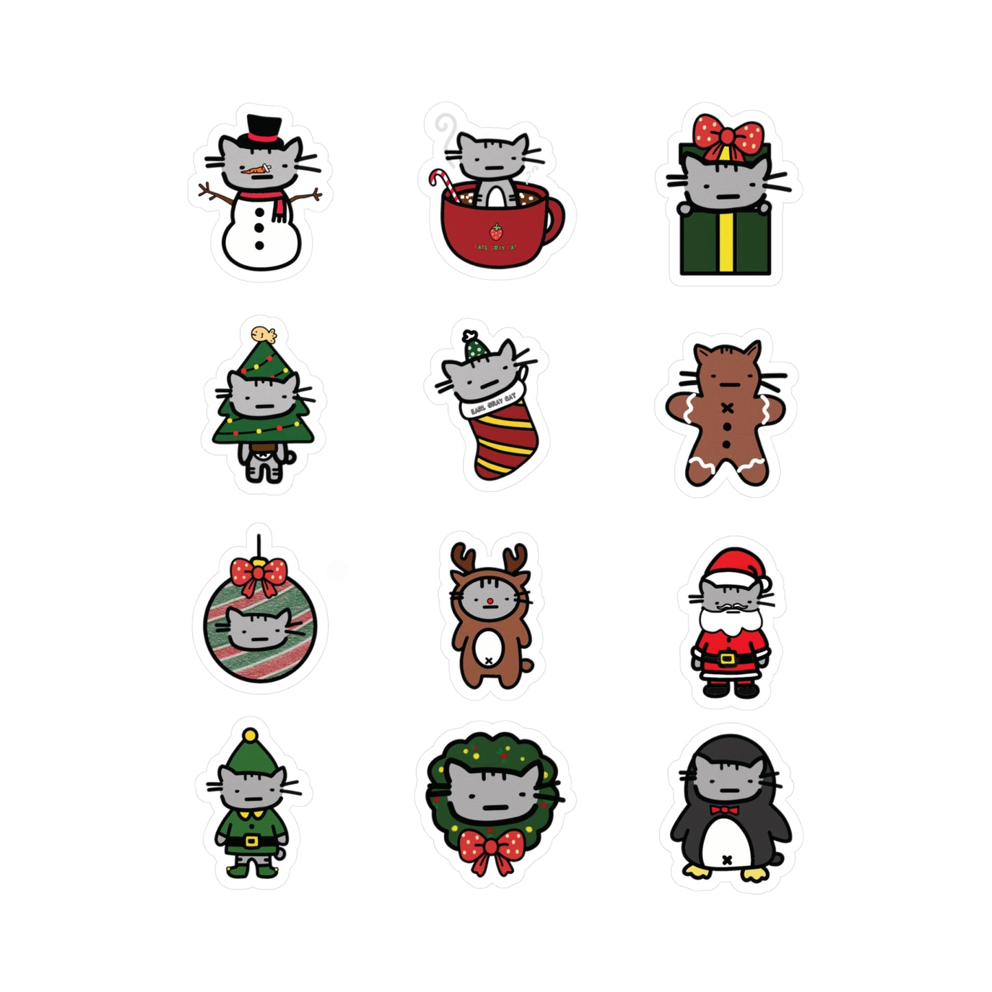 Cozy Cat Christmas Sticker Pack