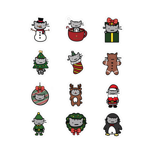 Cozy Cat Christmas Sticker Pack